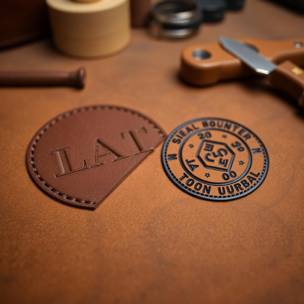 Embossed Leather Patches produced by A1 Signs & Graphics