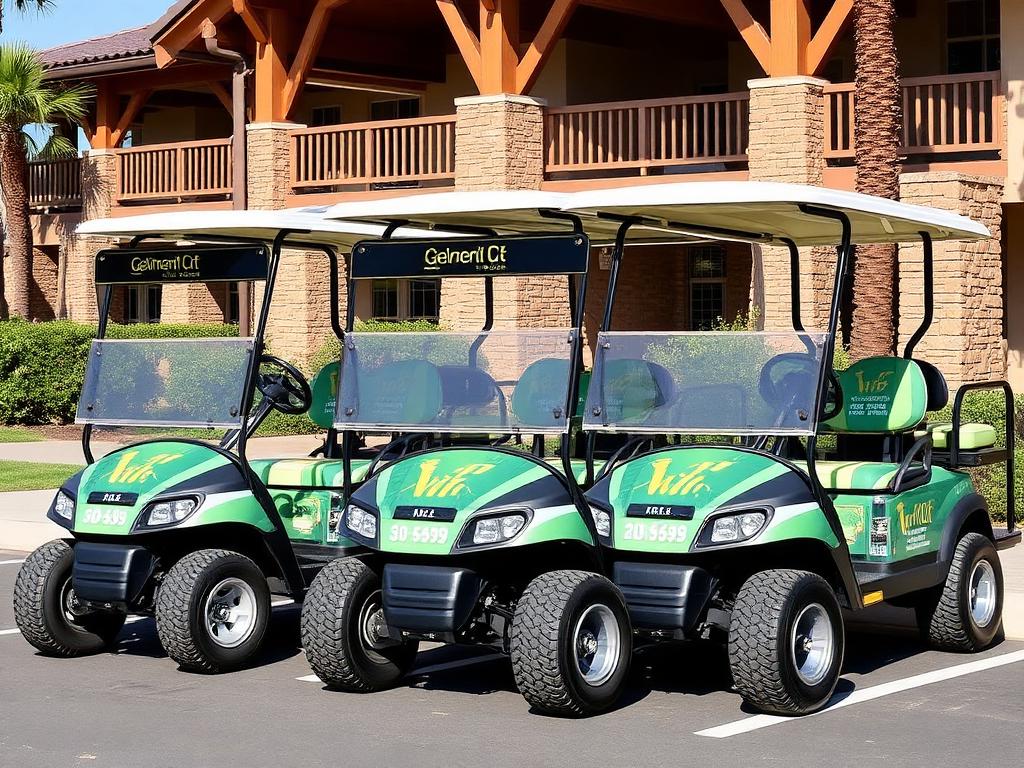 Golf Cart Fleet Graphics produced by A1 Signs & Graphics