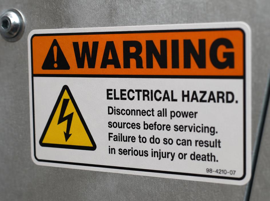 Warning Labels produced by A1 Signs & Graphics